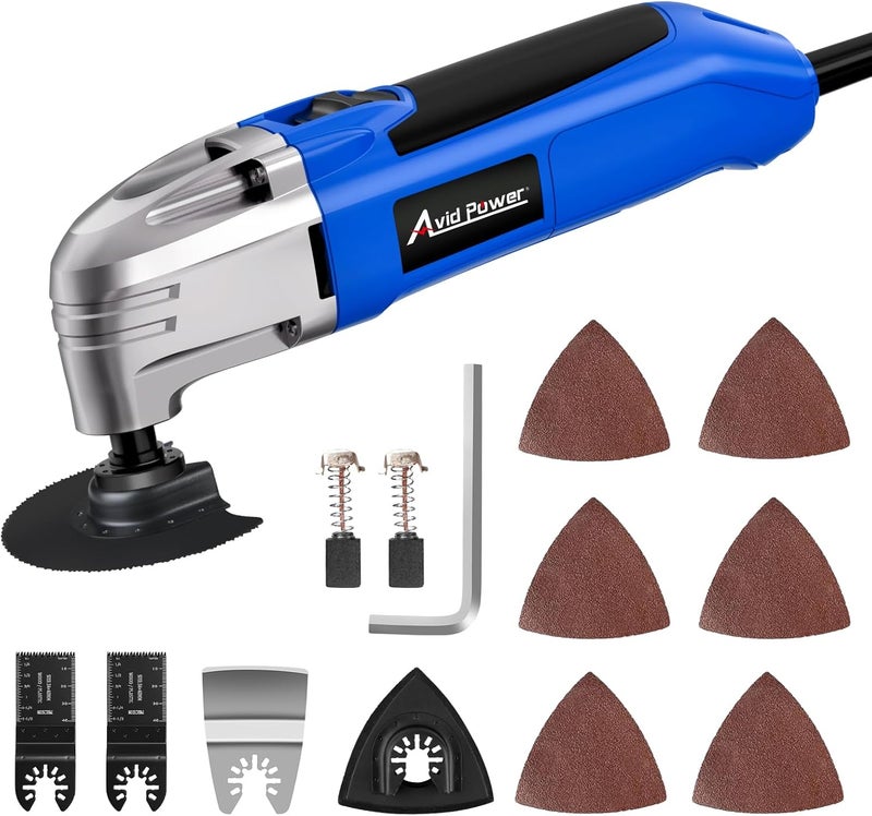 AVID POWER Oscillating Tool, 22000 OPM Electric Oscillating Multi Tool with 3°Oscillation Angle, Cutting, Sanding, Grinding, Scraping, 11 Accessories & Universal Interface-Blue - Image 1